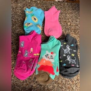 Women’s ankle socks pink green gray cat designs like new 15 pairs
